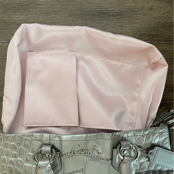 Coach Croc Embossed Ashley Hobo Bag Baguette Shoulder Bag Silver Y2K 90’s - Picture 10 of 11